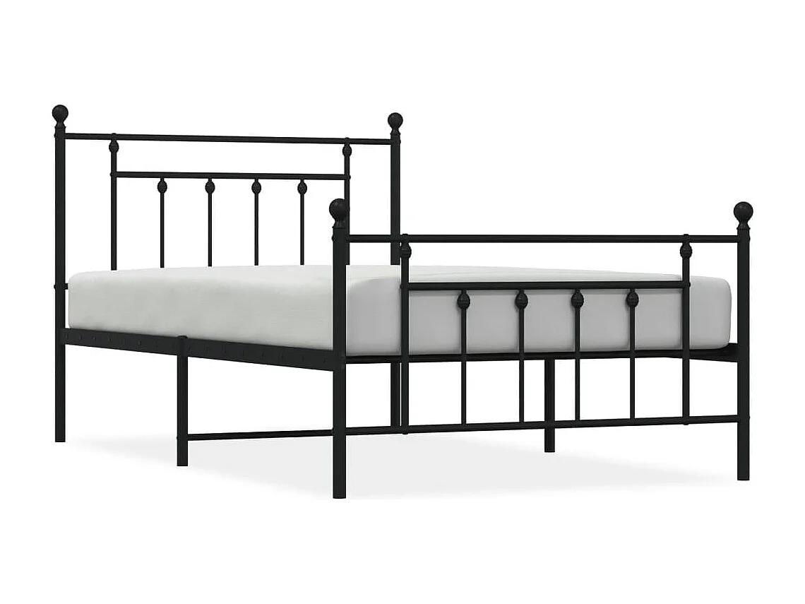 Lit simple | Lit adulte, enfant | Cadre de lit métal avec pied de lit noir 107x203cm