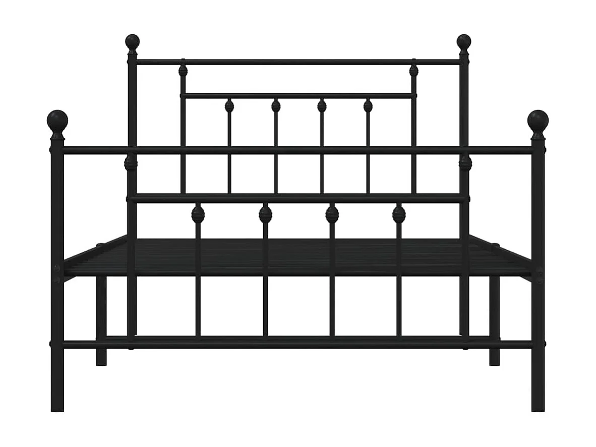 Lit simple | Lit adulte, enfant | Cadre de lit métal avec pied de lit noir 107x203cm