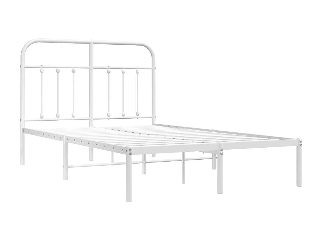 Lit simple | Lit adulte, enfant | Cadre de lit métal et tête de lit blanc 120x200 cm