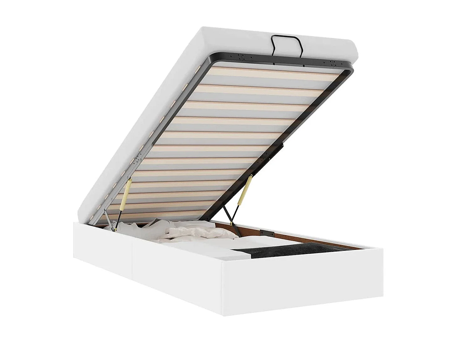 Lit simple | Lit adulte, enfant | Cadre de lit ottoman blanc 90x200 cm similicuir