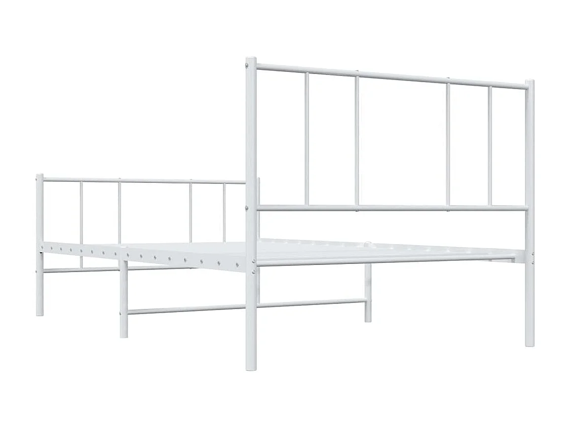 Lit simple | Lit adulte, enfant | Cadre de lit métal et pied de lit blanc 107x203 cm