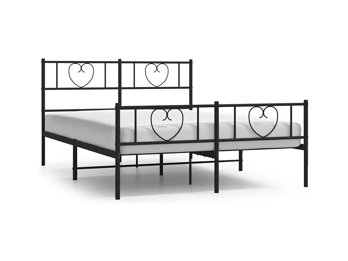 Lit double | Lit adulte | Cadre de lit métal avec pied de lit noir 140x190cm
