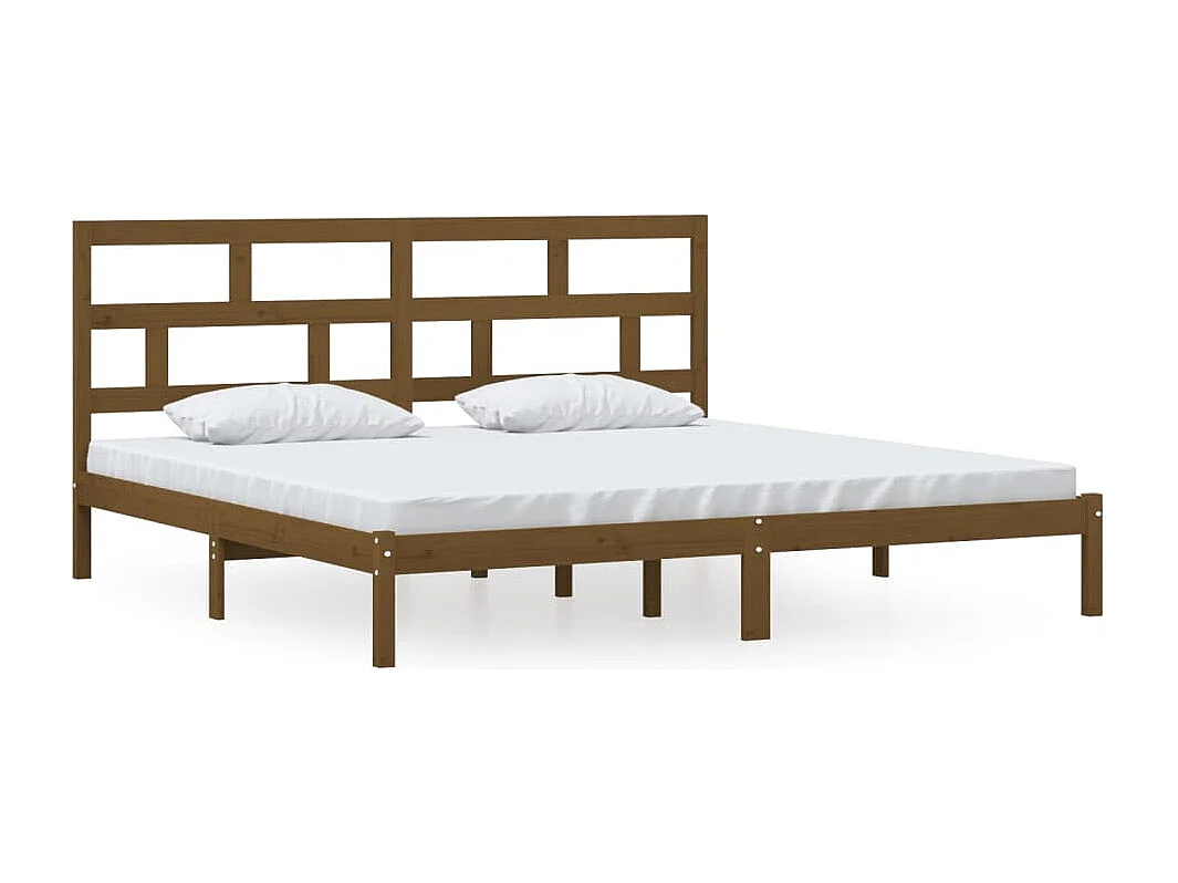 Lit double | Lit adulte | Cadre de lit Marron miel Bois pin massif 200x200cm