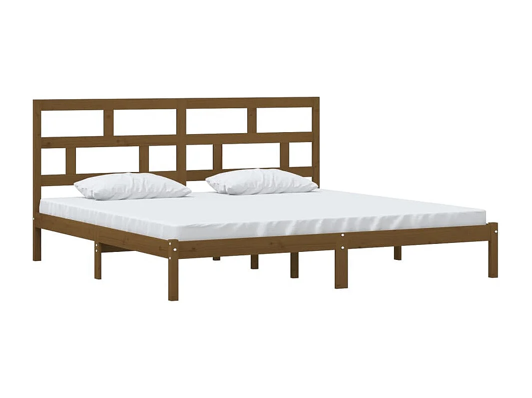 Lit double | Lit adulte | Cadre de lit Marron miel Bois pin massif 200x200cm