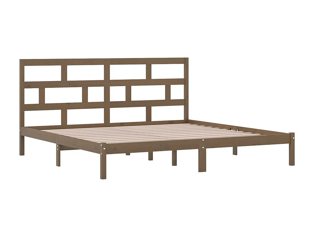 Lit double | Lit adulte | Cadre de lit Marron miel Bois pin massif 200x200cm