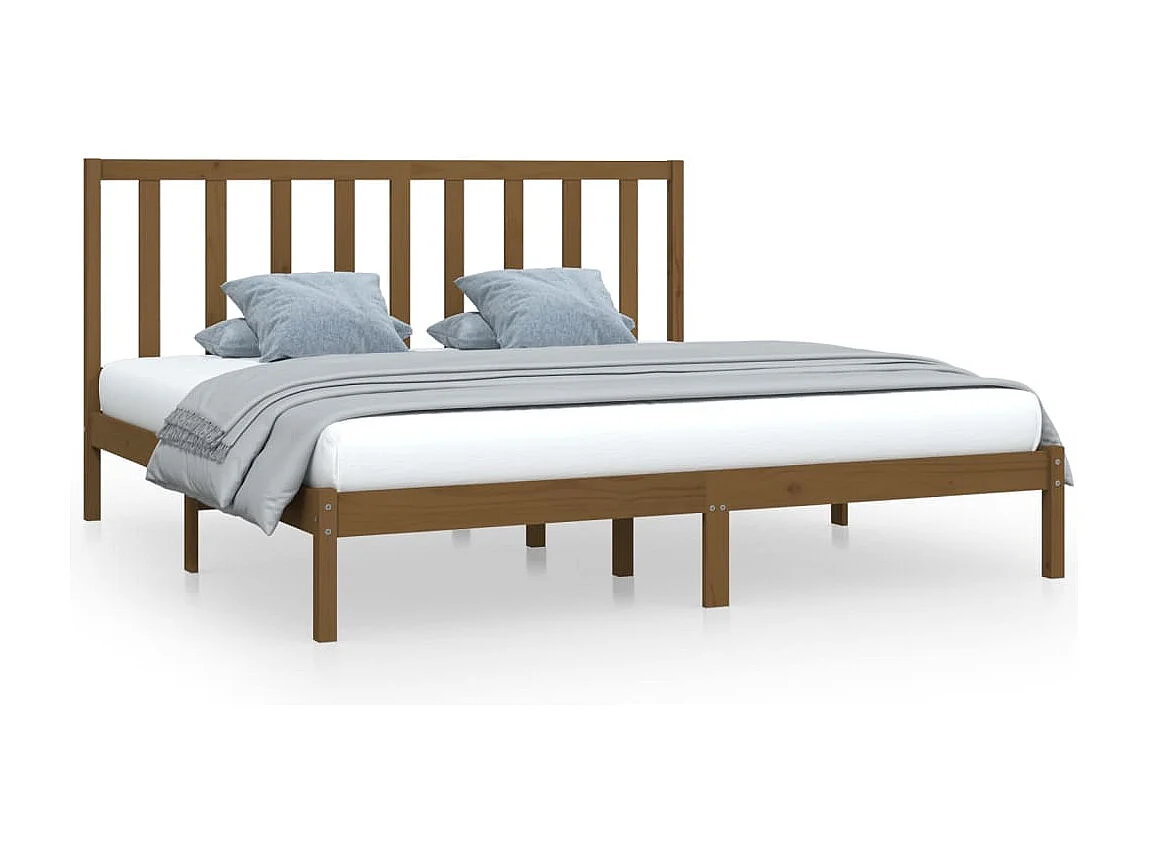 Lit double | Lit adulte | Cadre de lit marron miel bois pin massif 200x200cm