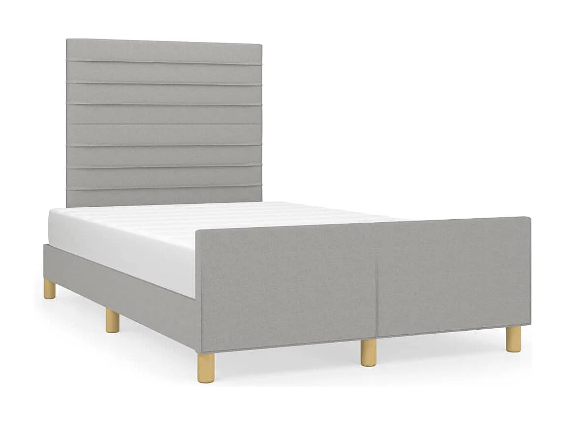 Lit simple | Lit adulte, enfant | Cadre de lit gris clair 120x190 cm tissu
