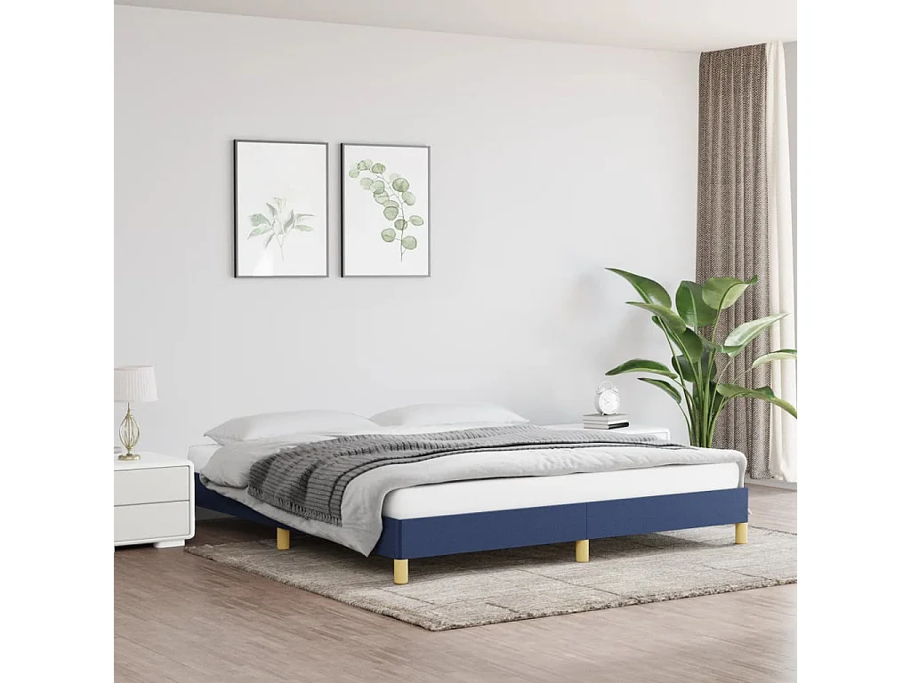 Lit double | Lit adulte | Cadre de lit bleu 180x200 cm tissu