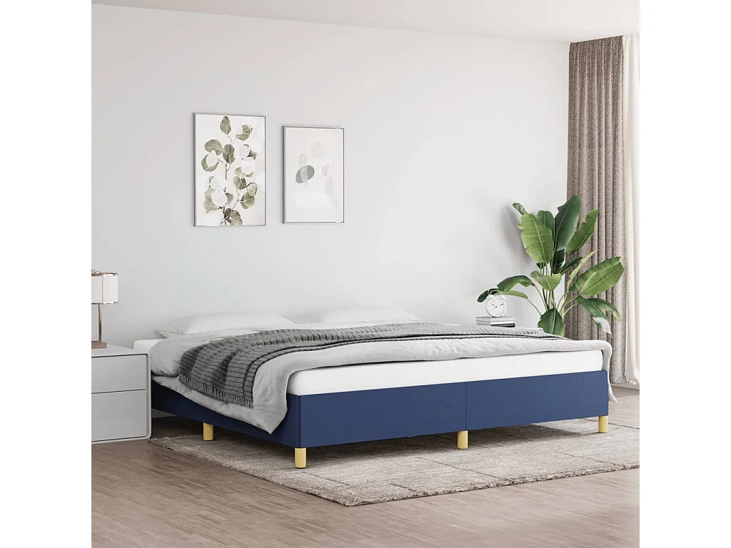 Lit double | Lit adulte | Cadre de lit bleu 200x200 cm tissu
