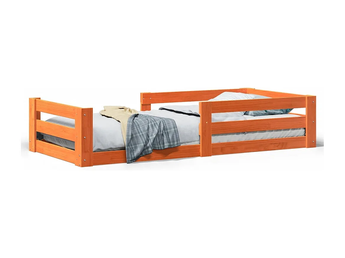 Letto singolo | Giroletto | Struttura del letto senza Materasso Marrone Cera 100x200 cm in Legno di Pino