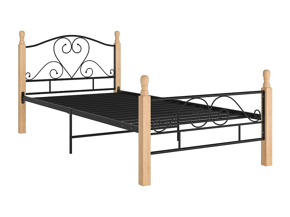 Lit simple | Lit adulte, enfant | Cadre de lit noir métal 90x200 cm