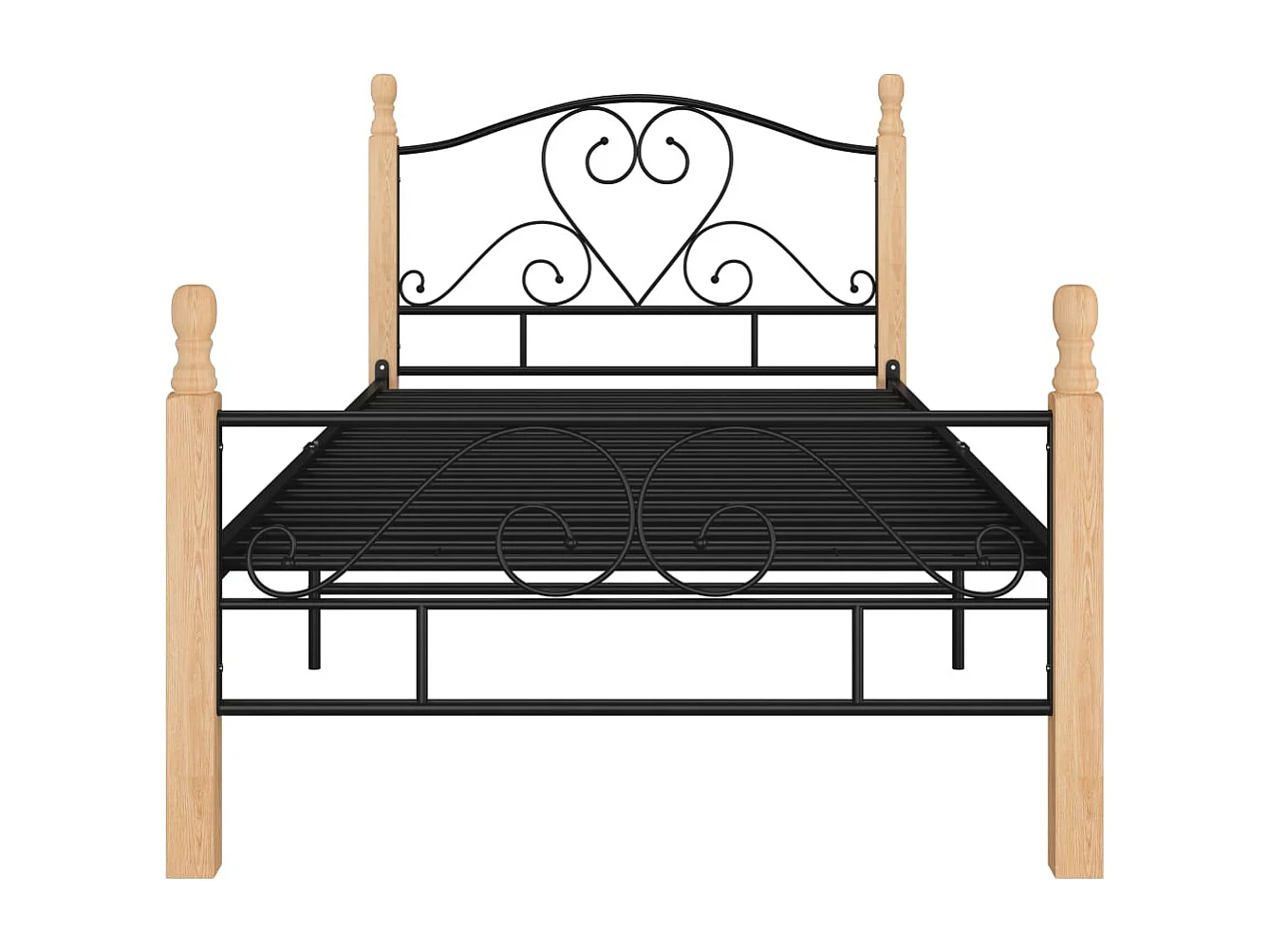 Lit simple | Lit adulte, enfant | Cadre de lit noir métal 90x200 cm