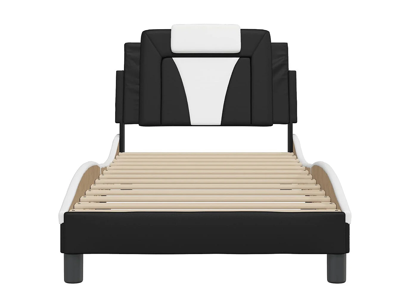 Lit simple | Lit adulte, enfant | Cadre de lit noir et blanc 90x200 cm similicuir