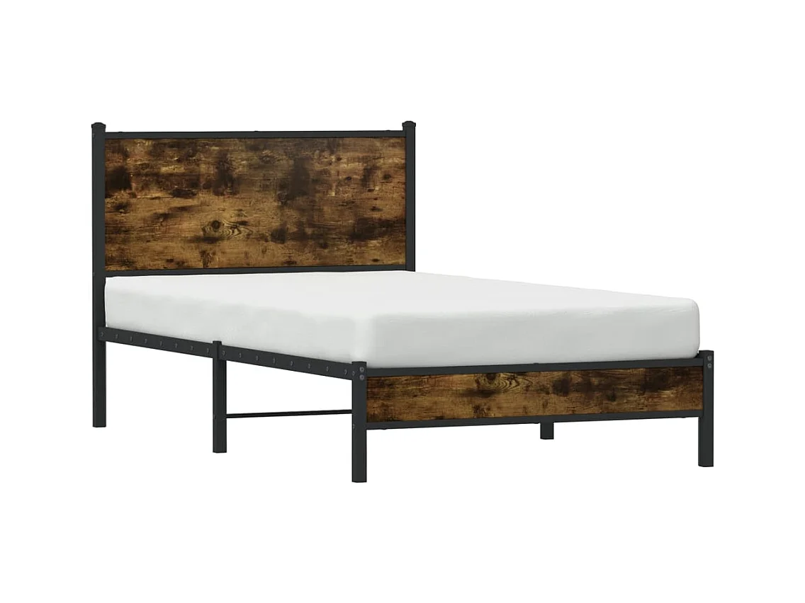 Letto per adulti | Letto singolo | Giroletto senza Materaso in Metallo Rovere Fumo 100x190 cm