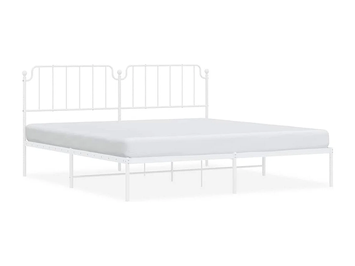 Lit double | Lit adulte | Cadre de lit métal et tête de lit blanc 193x203 cm
