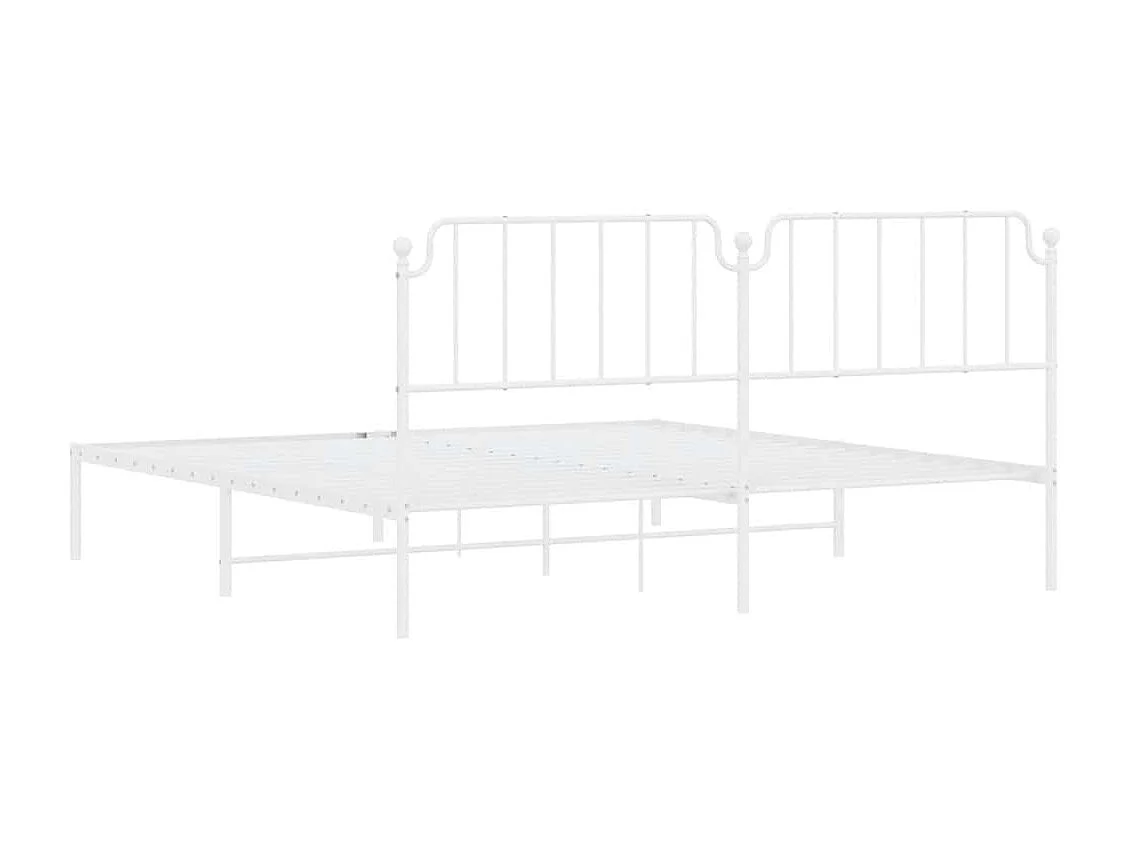 Lit double | Lit adulte | Cadre de lit métal et tête de lit blanc 193x203 cm