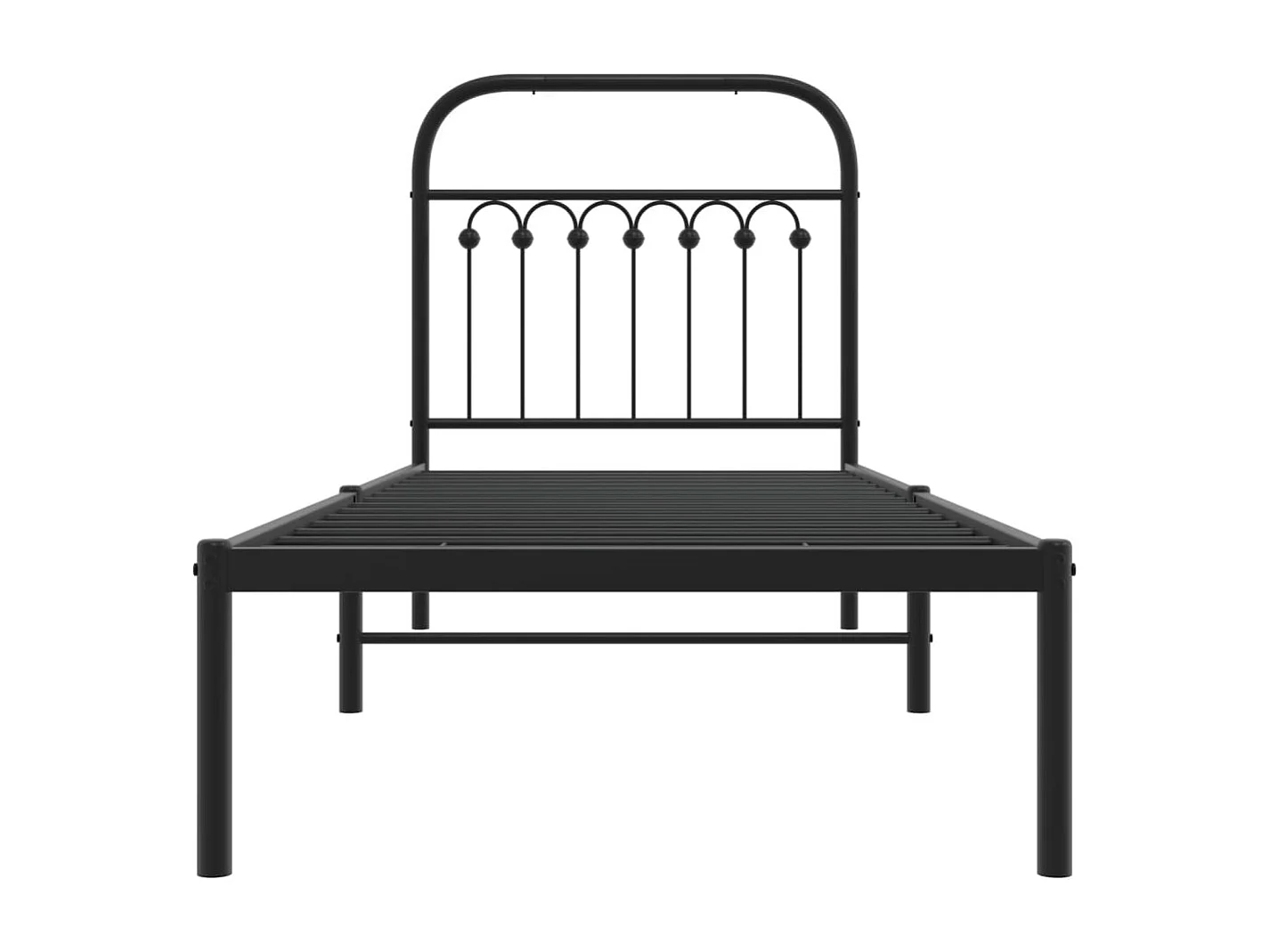 Lit simple | Lit adulte, enfant | Cadre de lit métal avec tête de lit noir 80x200 cm