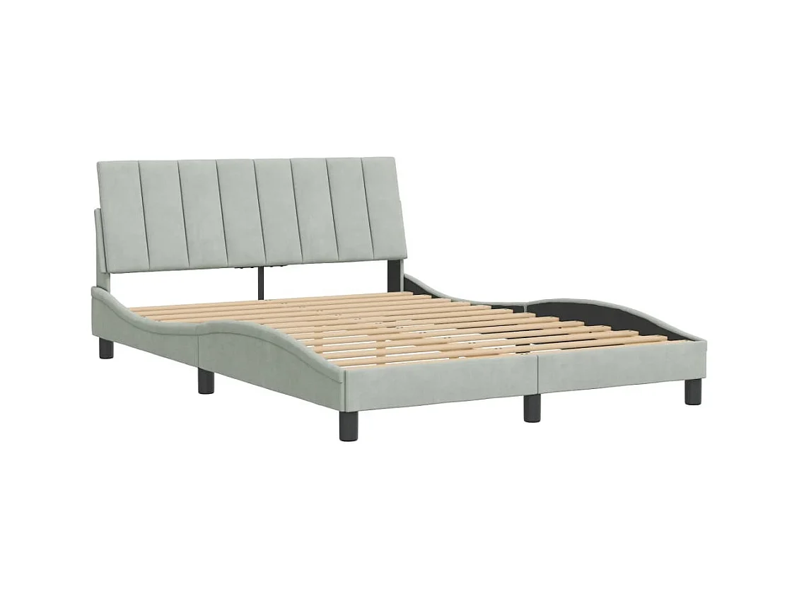 Letto per adulti | Letto matrimoniale | Giroletto senza Materasso Hanko Grigio Chiaro 140x200 cm Velluto