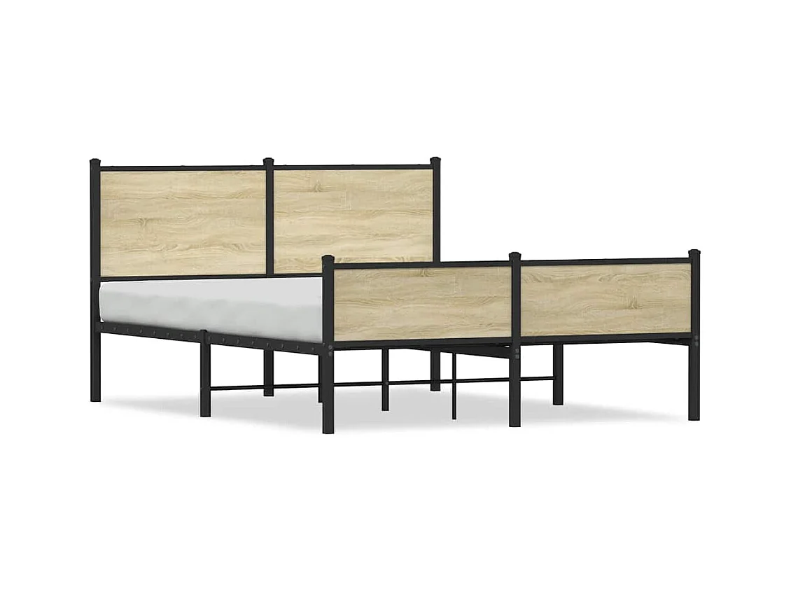 Letto per adulti | Letto matrimoniale | Giroletto senza Materaso in Metallo Rovere Sonoma 140x200 cm