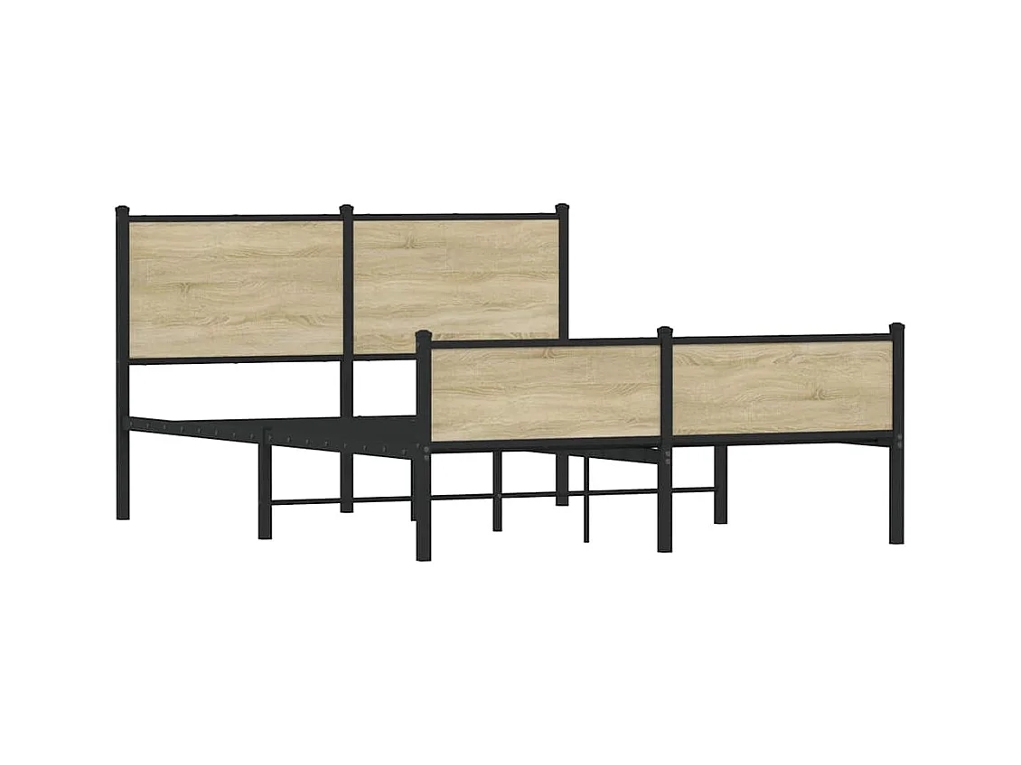 Letto per adulti | Letto matrimoniale | Giroletto senza Materaso in Metallo Rovere Sonoma 140x200 cm