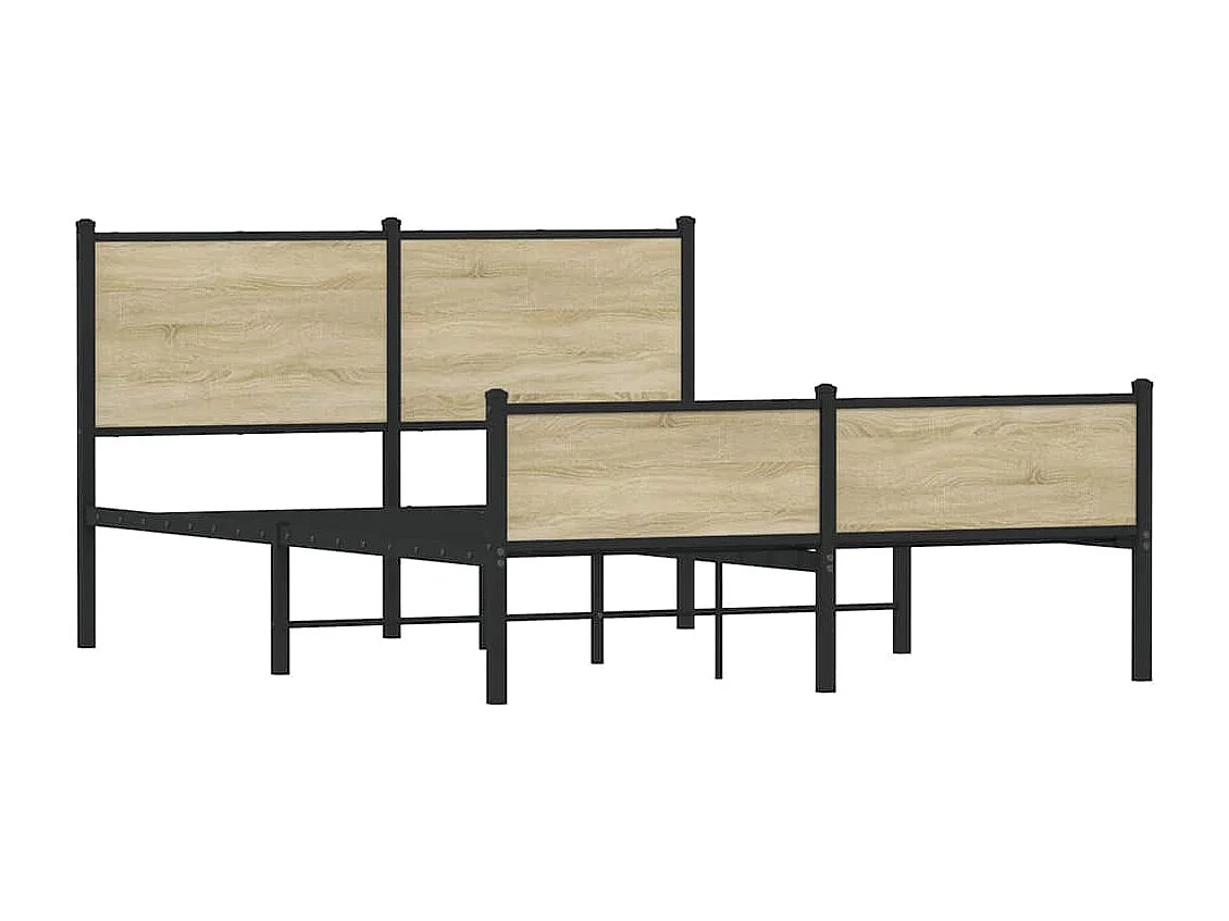 Lit double | Lit adulte | Cadre de lit en métal chêne sonoma 140x200 cm