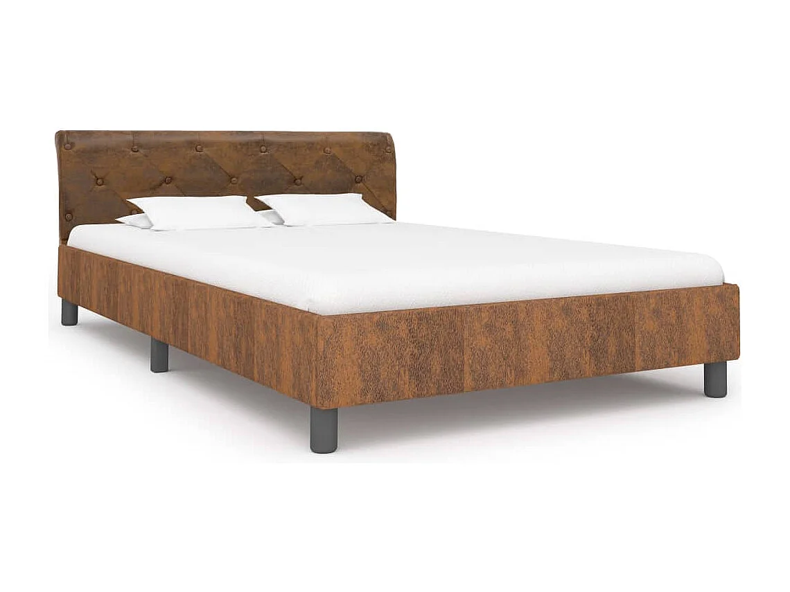 Lit double | Lit adulte | Cadre de lit Marron Similicuir daim 140x200 cm