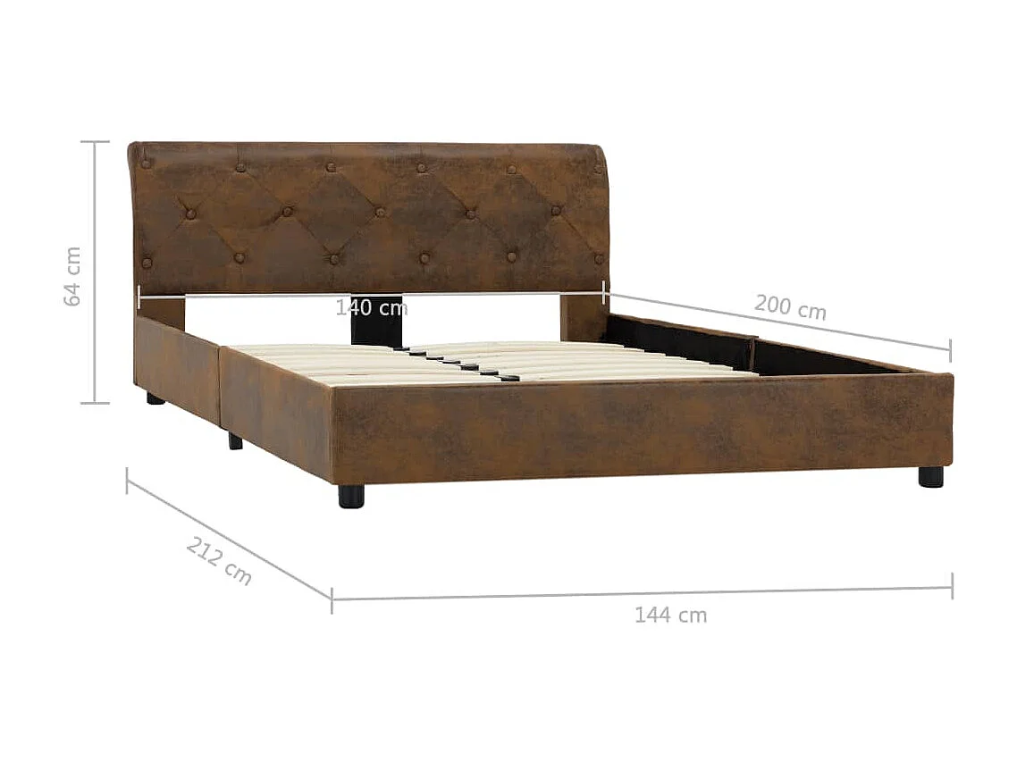 Lit double | Lit adulte | Cadre de lit Marron Similicuir daim 140x200 cm