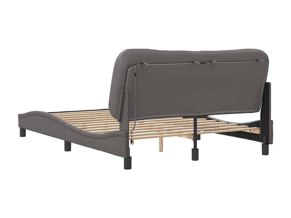 Lit double | Lit adulte | Cadre de lit avec LED gris 140x190 cm