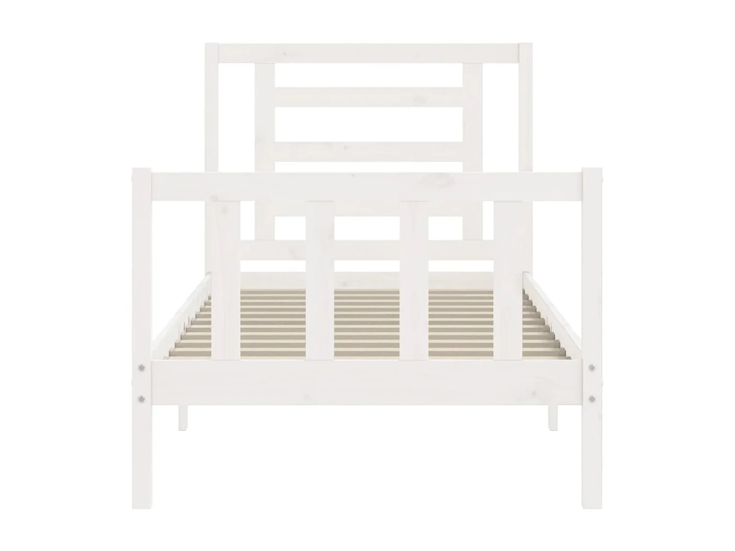Lit simple | Lit adulte, enfant | Cadre de lit blanc bois de pin massif 90x190 cm