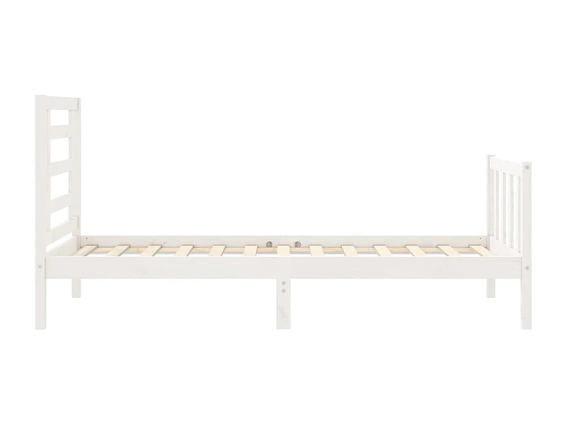 Lit simple | Lit adulte, enfant | Cadre de lit blanc bois de pin massif 90x190 cm