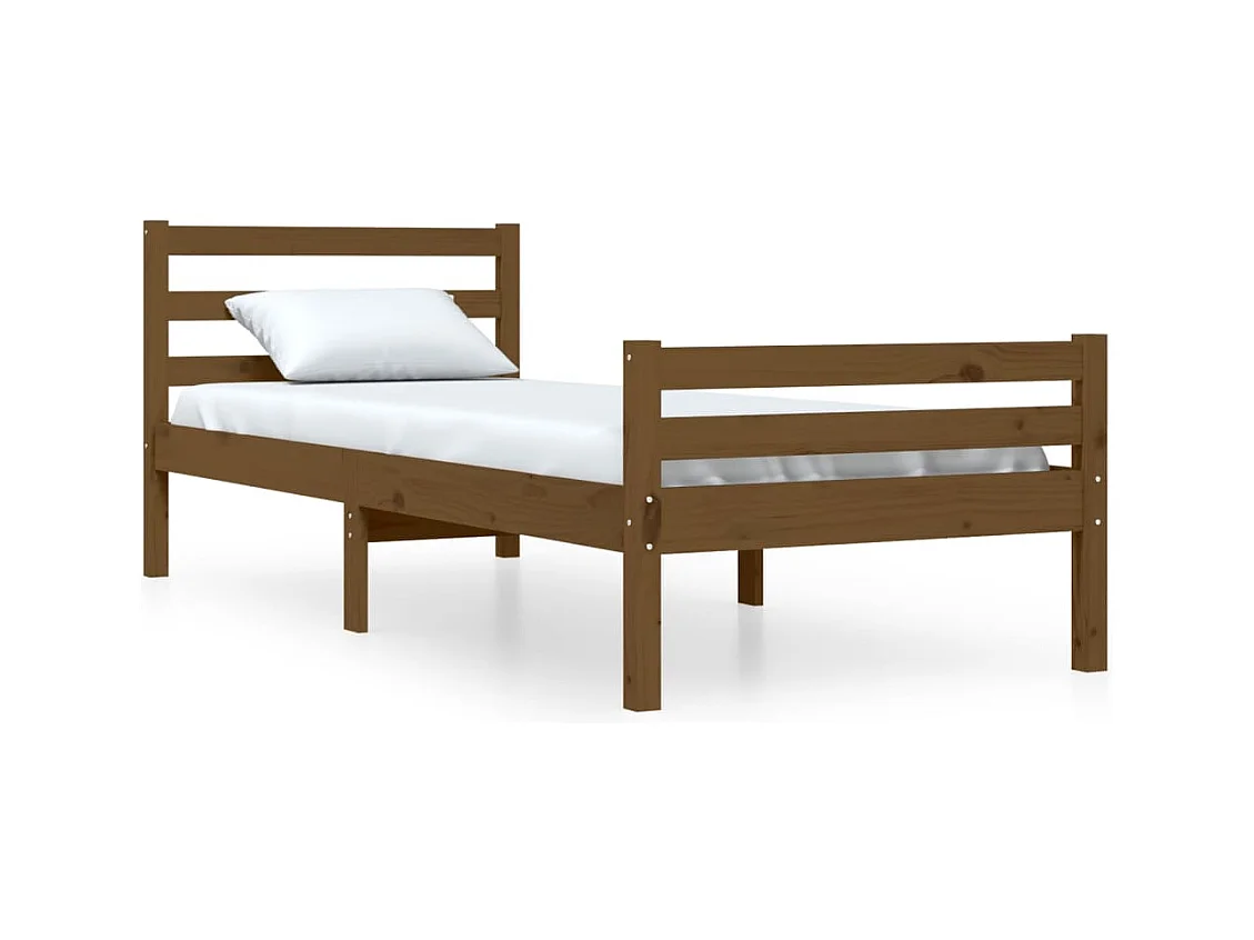 Lit simple | Lit adulte, enfant | Cadre de lit marron miel bois massif 75x190 cm