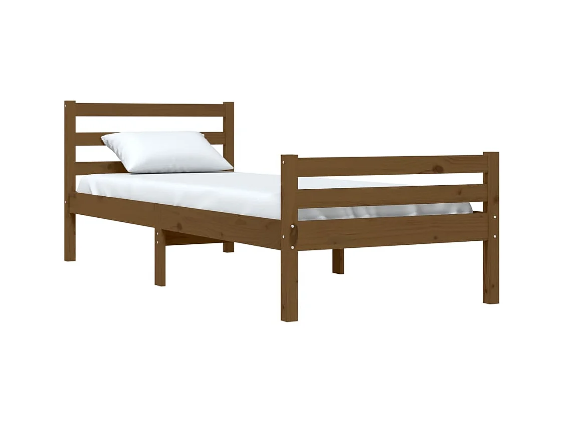 Lit simple | Lit adulte, enfant | Cadre de lit marron miel bois massif 75x190 cm