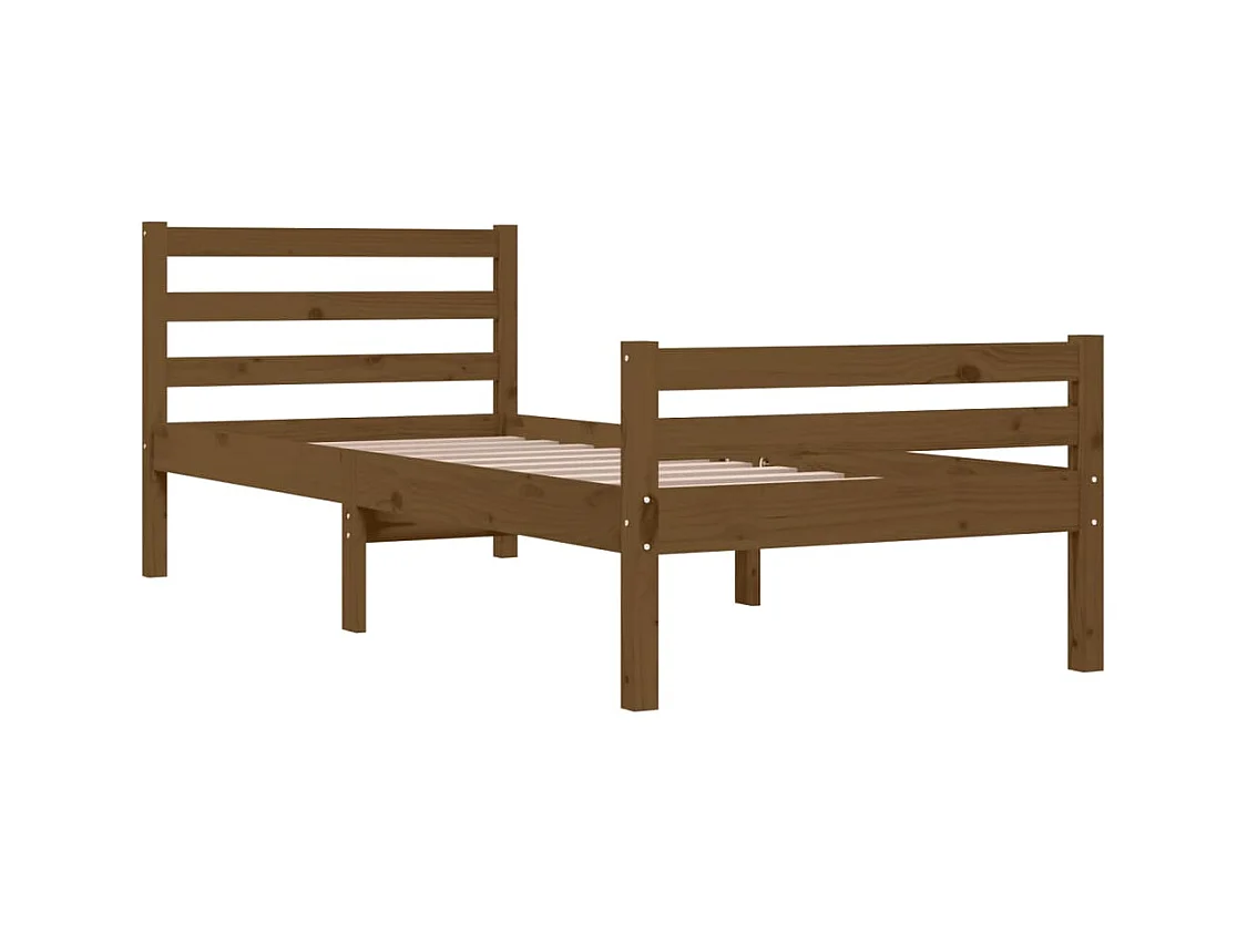 Lit simple | Lit adulte, enfant | Cadre de lit marron miel bois massif 75x190 cm