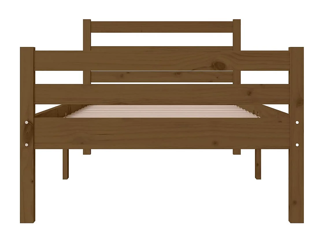 Lit simple | Lit adulte, enfant | Cadre de lit marron miel bois massif 75x190 cm