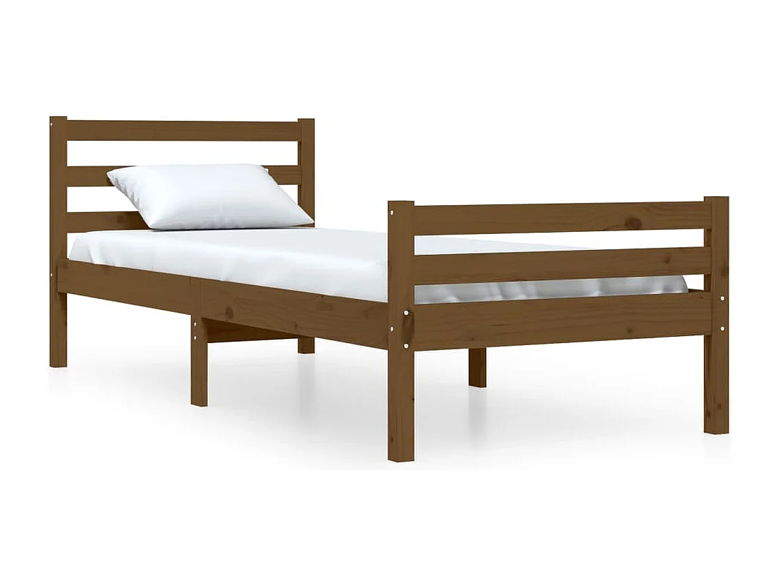 Lit simple | Lit adulte, enfant | Cadre de lit marron miel bois massif 75x190 cm