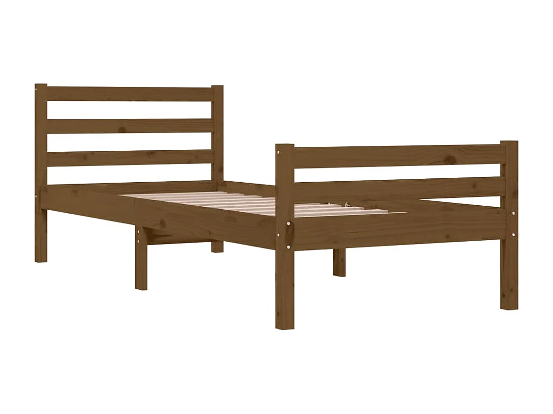 Lit simple | Lit adulte, enfant | Cadre de lit marron miel bois massif 75x190 cm