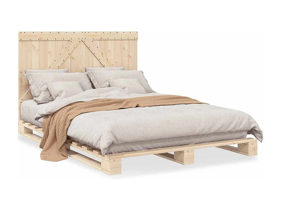 Lit double | Lit adulte | Cadre de lit avec tête de lit bois massif 140x200 cm