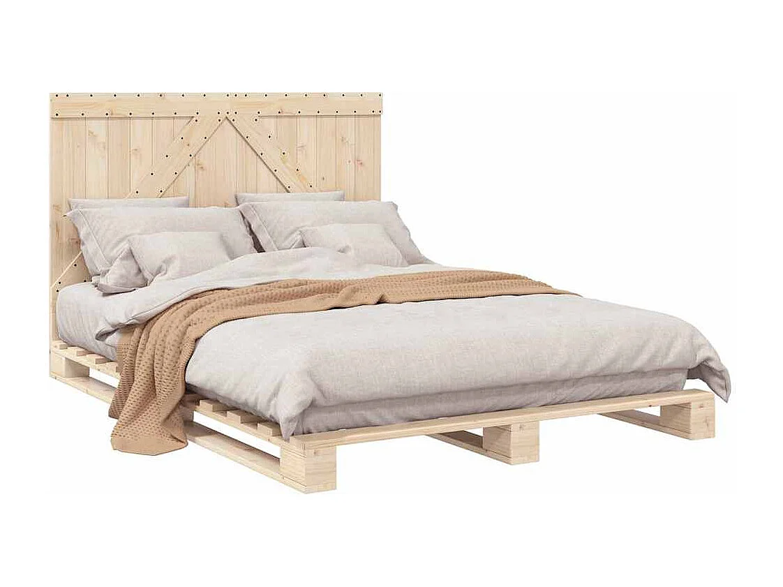 Lit double | Lit adulte | Cadre de lit avec tête de lit bois massif 140x200 cm