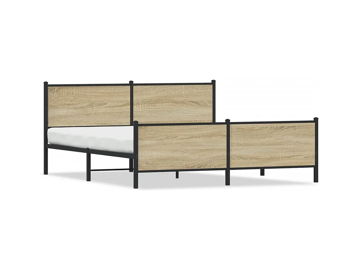 Letto per adulti | Letto matrimoniale | Giroletto senza Materaso in Metallo Rovere Sonoma 193x203 cm