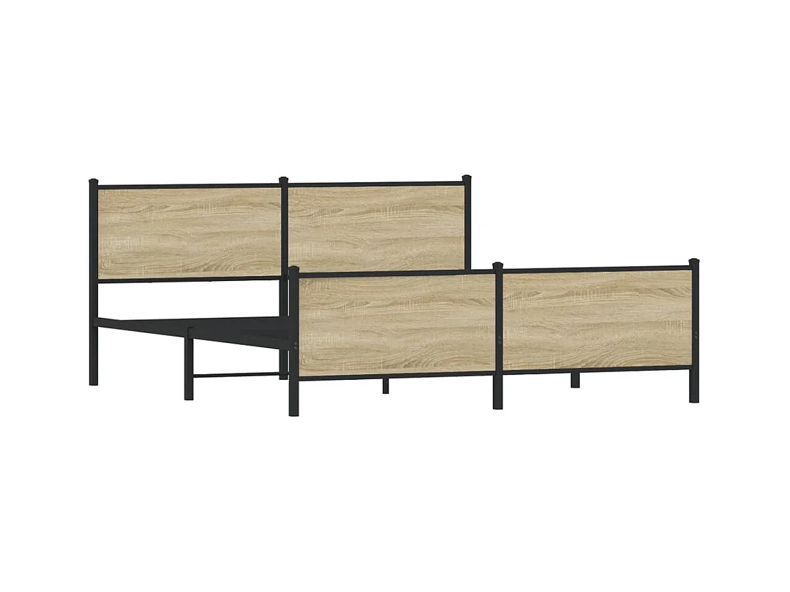 Letto per adulti | Letto matrimoniale | Giroletto senza Materaso in Metallo Rovere Sonoma 193x203 cm