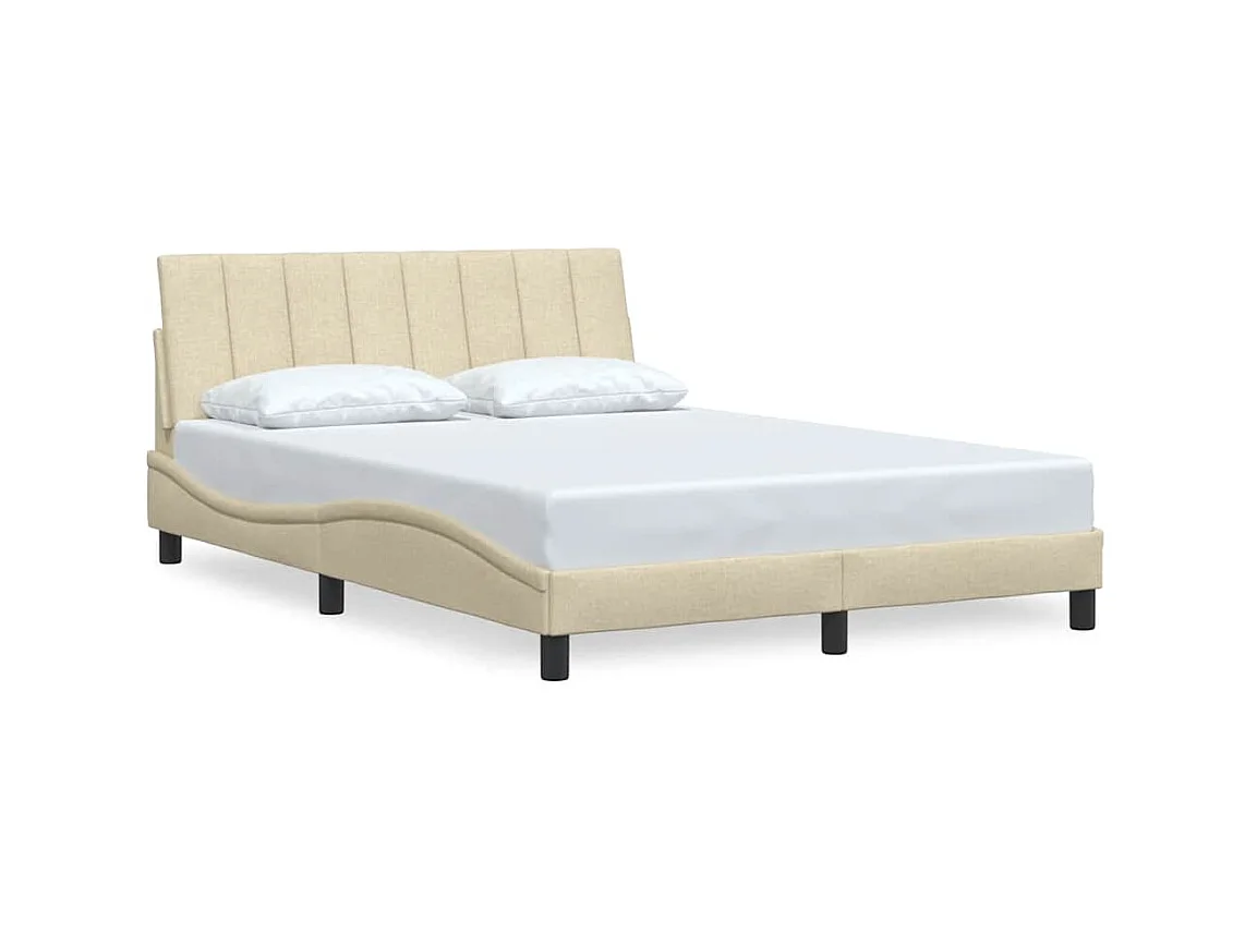 Letto per adulti | Letto matrimoniale | Giroletto senza Materasso Hanko Crema 140x190 cm in Tessuto
