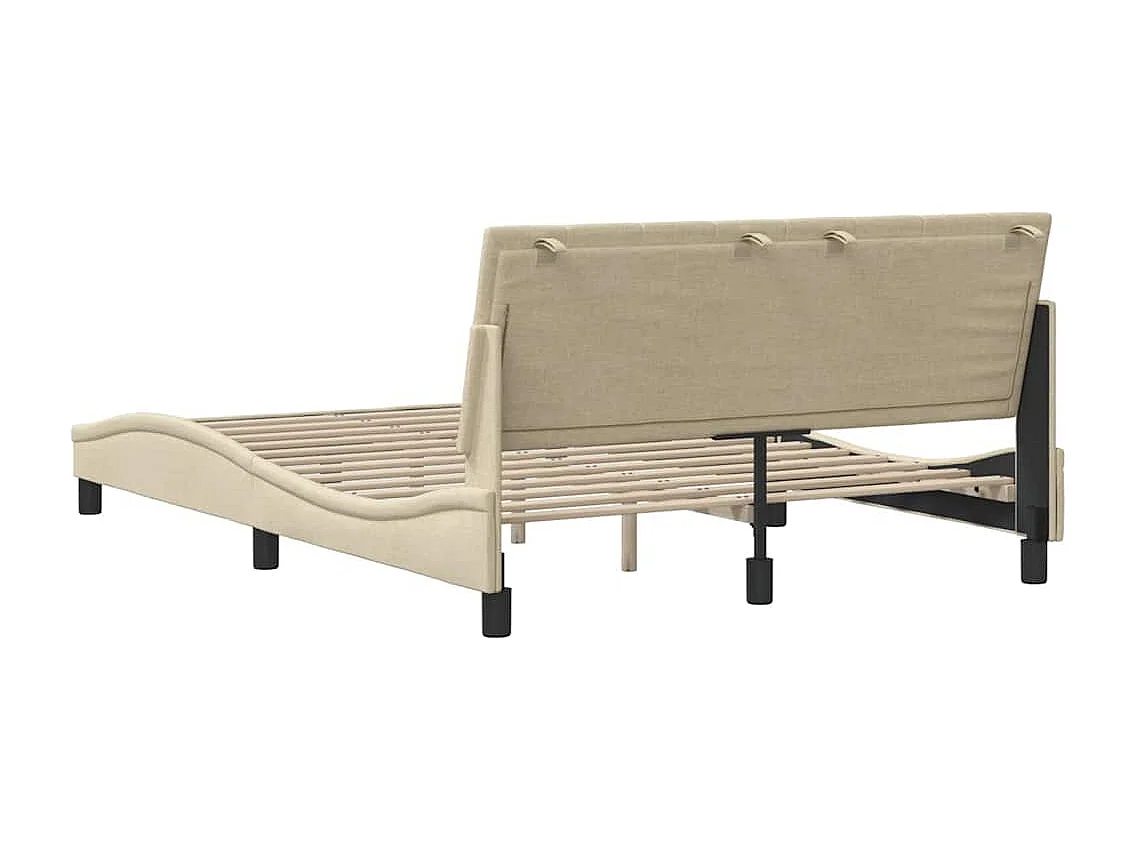 Letto per adulti | Letto matrimoniale | Giroletto senza Materasso Hanko Crema 140x190 cm in Tessuto