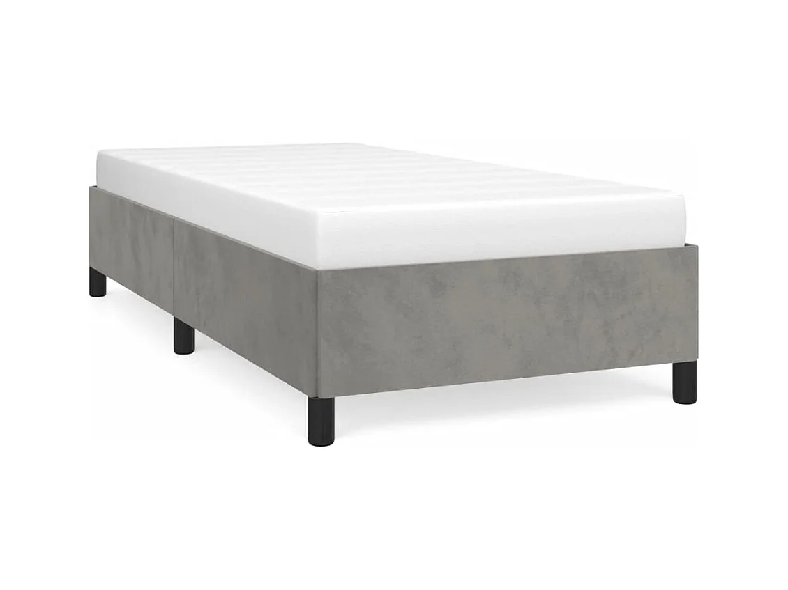 Lit simple | Lit adulte, enfant | Cadre de lit gris clair 90x190 cm velours