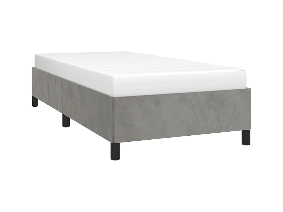 Lit simple | Lit adulte, enfant | Cadre de lit gris clair 90x190 cm velours