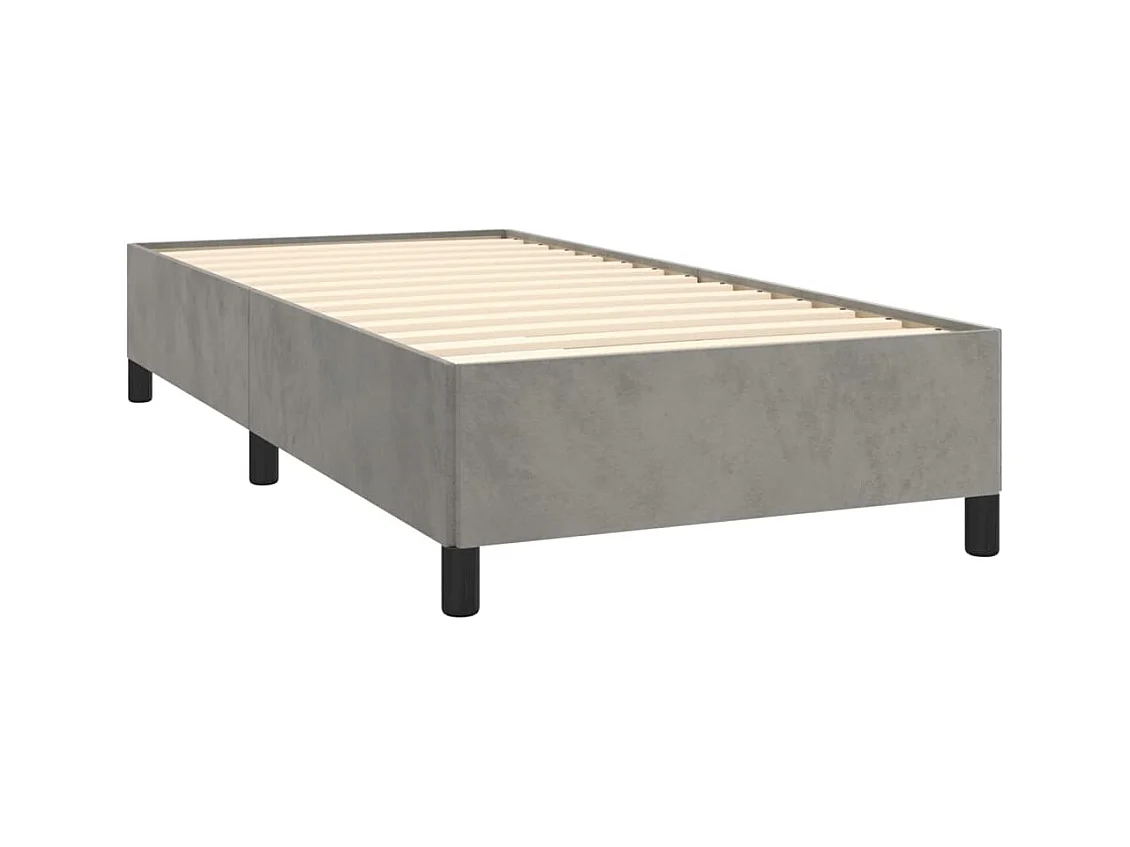 Lit simple | Lit adulte, enfant | Cadre de lit gris clair 90x190 cm velours