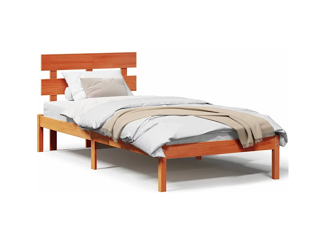 Lit simple | Lit adulte, enfant | Cadre de lit Marron 90x200 cm Bois de pin massif