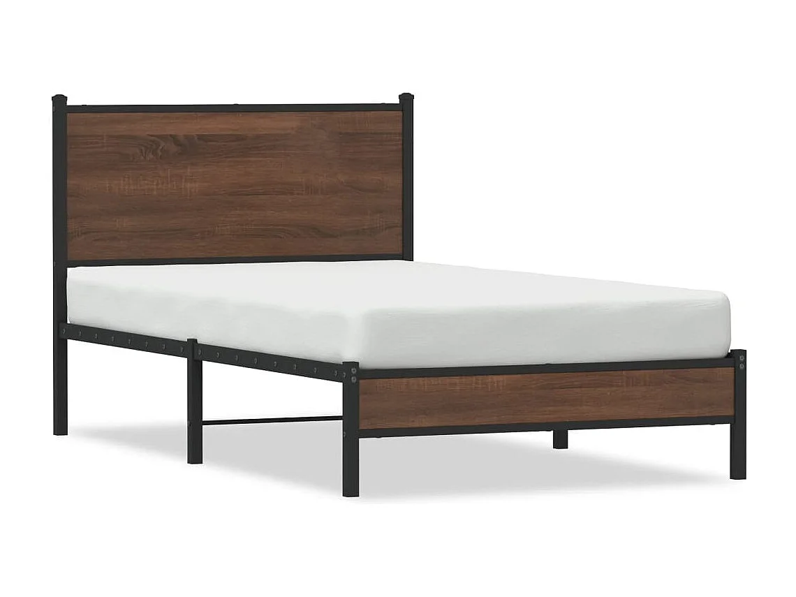 Lit simple | Lit adulte, enfant | Cadre de lit en métal chêne marron 100x190 cm