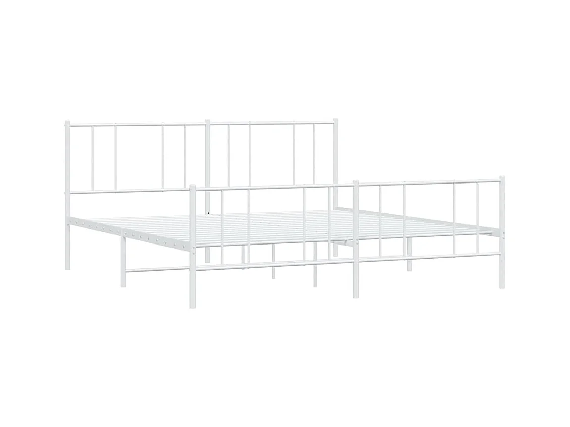 Lit double | Lit adulte | Cadre de lit métal et pied de lit blanc 183x213 cm