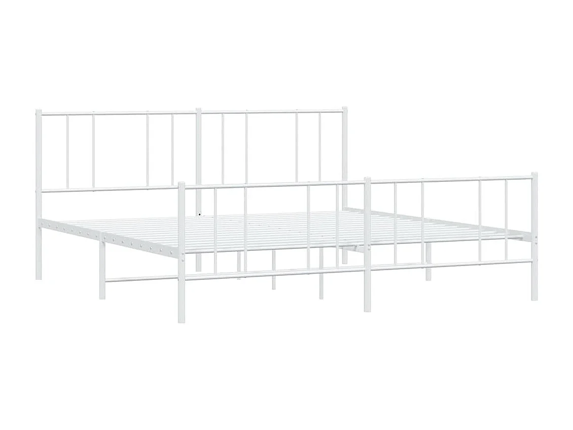 Lit double | Lit adulte | Cadre de lit métal et pied de lit blanc 183x213 cm