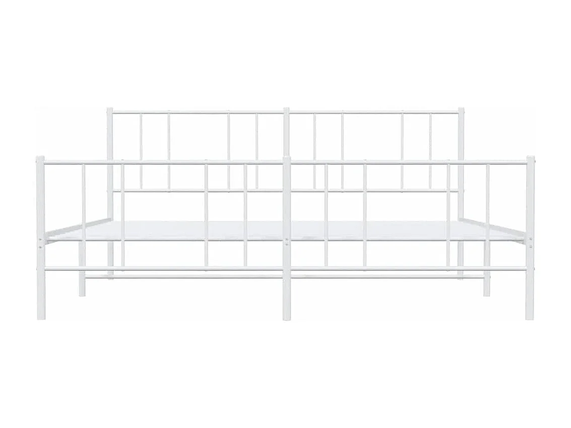 Lit double | Lit adulte | Cadre de lit métal et pied de lit blanc 183x213 cm